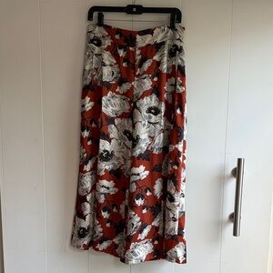 Zara Floral Ankle Pants in Red and White
